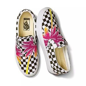 CUSTOMS PALM TREE CHECKERBOARD VANS, WOMENS US:  7